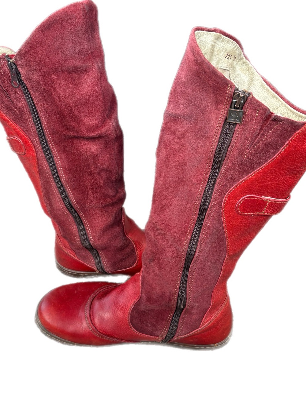 El Naturalista Red Leather & Suede Tall Boots – Women’s EU 39 / US 8.5–9